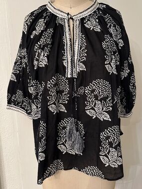 Alamwar Blouse NWOT Black & White Cotton